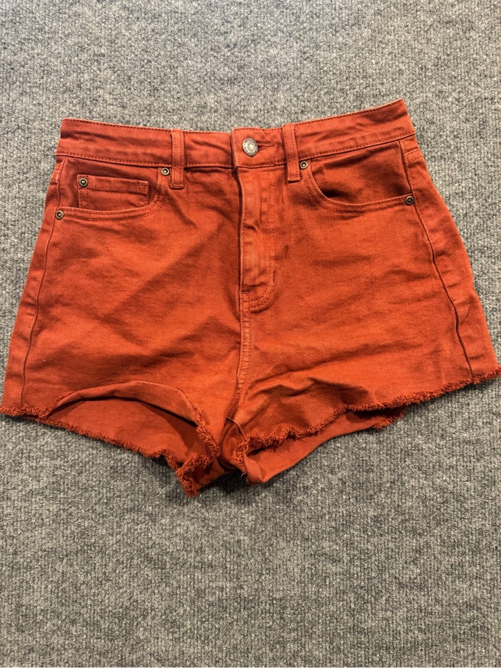 Idyllwind High-Waist Rust Orange Denim Shorts
